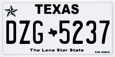 TX license plate DZG5237