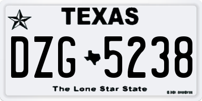 TX license plate DZG5238