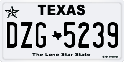 TX license plate DZG5239