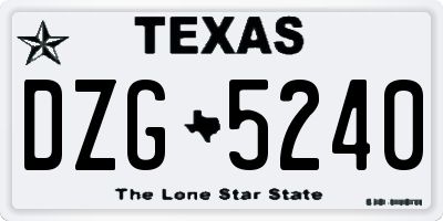 TX license plate DZG5240