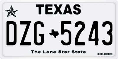 TX license plate DZG5243
