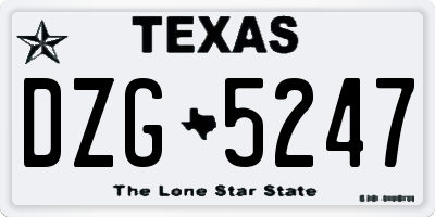 TX license plate DZG5247