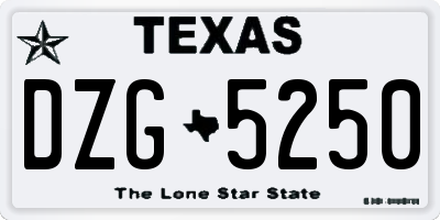 TX license plate DZG5250