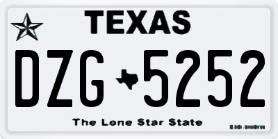 TX license plate DZG5252