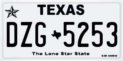 TX license plate DZG5253