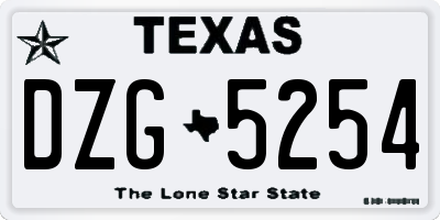 TX license plate DZG5254