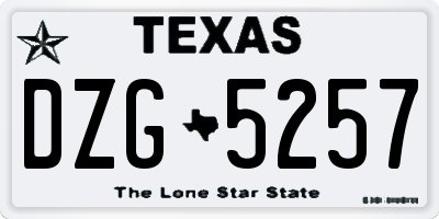TX license plate DZG5257