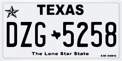 TX license plate DZG5258