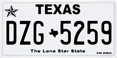 TX license plate DZG5259