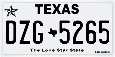 TX license plate DZG5265