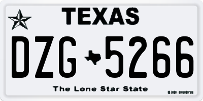 TX license plate DZG5266