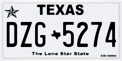 TX license plate DZG5274