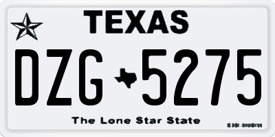 TX license plate DZG5275