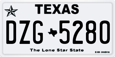 TX license plate DZG5280