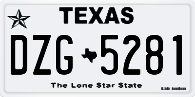 TX license plate DZG5281