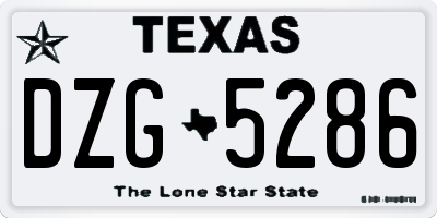 TX license plate DZG5286