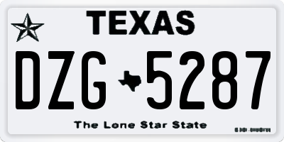 TX license plate DZG5287
