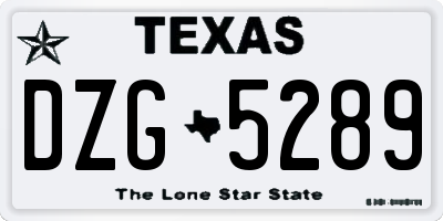 TX license plate DZG5289