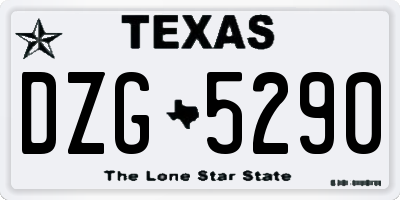 TX license plate DZG5290