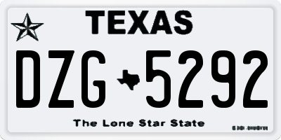 TX license plate DZG5292