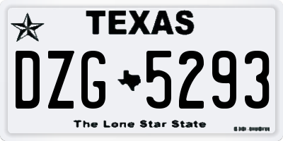 TX license plate DZG5293