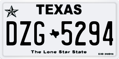TX license plate DZG5294