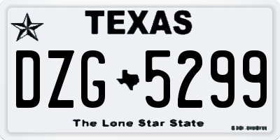TX license plate DZG5299