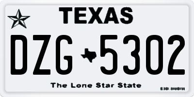 TX license plate DZG5302