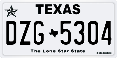 TX license plate DZG5304