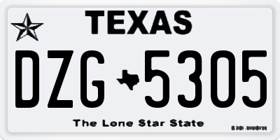 TX license plate DZG5305