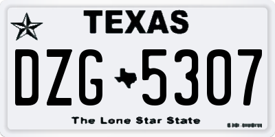 TX license plate DZG5307