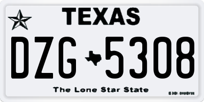 TX license plate DZG5308