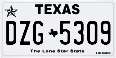 TX license plate DZG5309