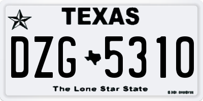 TX license plate DZG5310