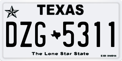 TX license plate DZG5311