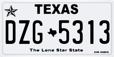 TX license plate DZG5313