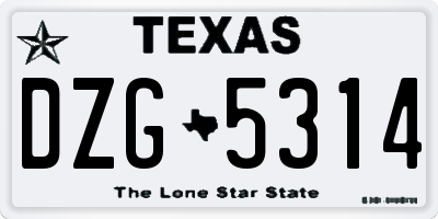 TX license plate DZG5314