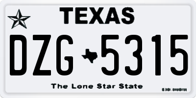 TX license plate DZG5315