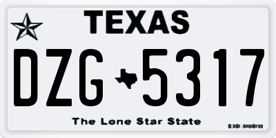 TX license plate DZG5317