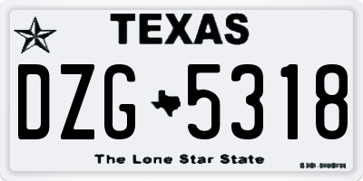 TX license plate DZG5318