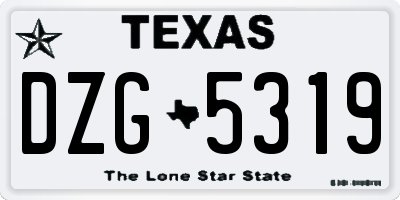 TX license plate DZG5319