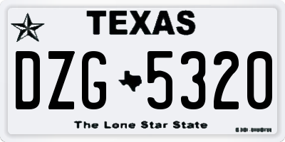 TX license plate DZG5320