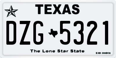 TX license plate DZG5321
