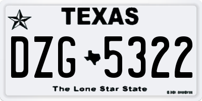 TX license plate DZG5322