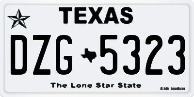 TX license plate DZG5323
