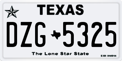 TX license plate DZG5325