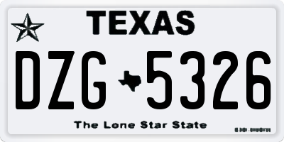 TX license plate DZG5326