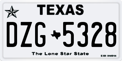 TX license plate DZG5328