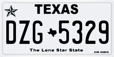 TX license plate DZG5329