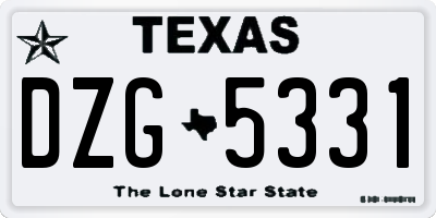 TX license plate DZG5331